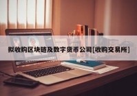 拟收购区块链及数字货币公司[收购交易所]