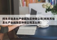 阿克苏信息化产业园及区块链公司[阿克苏信息化产业园及区块链公司怎么样]